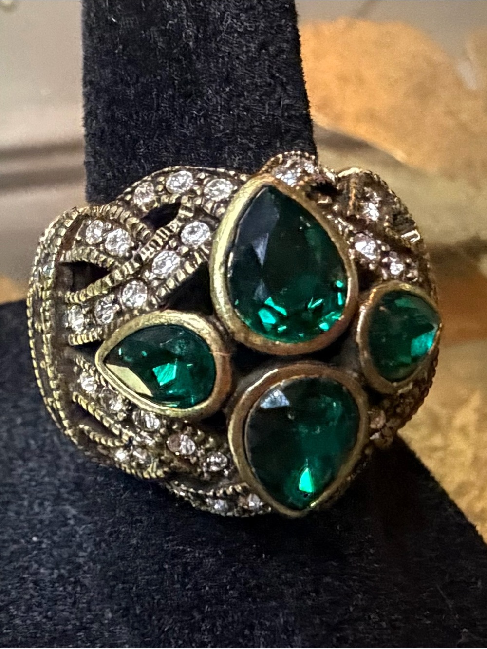 Heidi Daus "Emerald City" Cocktail Ring Size 6 - Picture 5 of 9